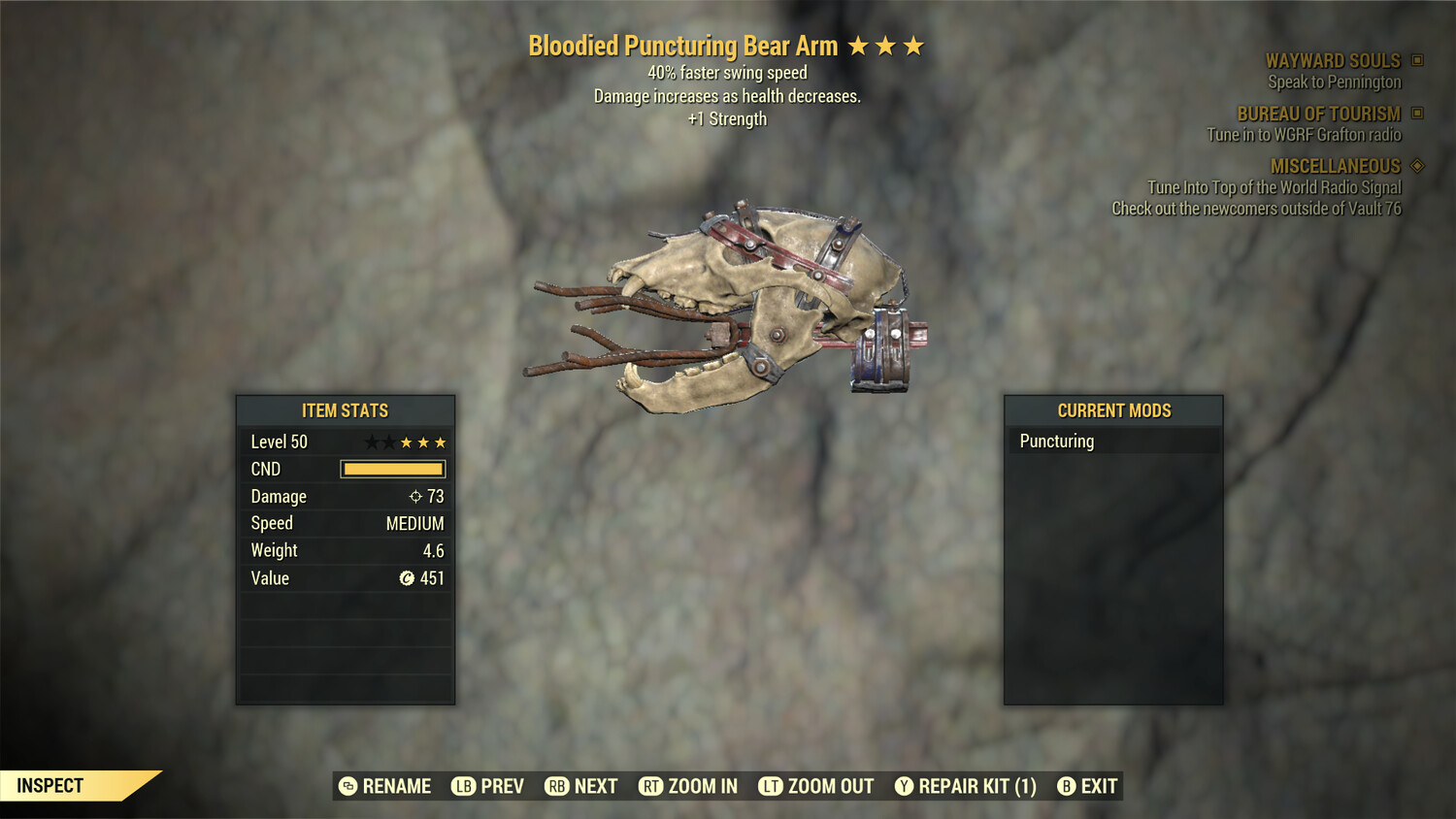 Bloodied 1S/SS Bear Arm