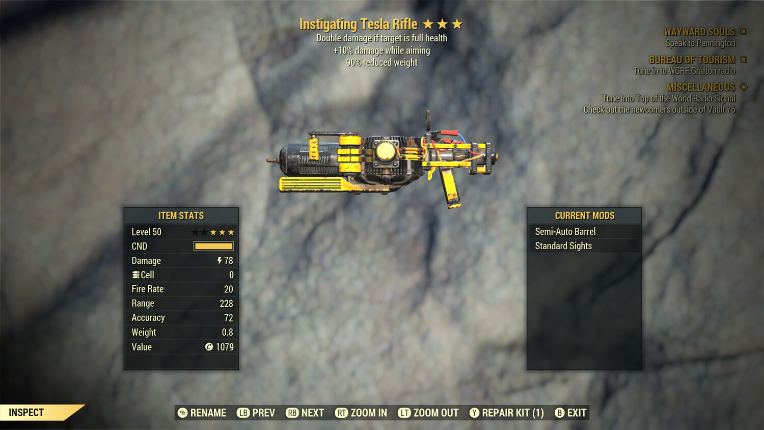 Instigating 25/90 Tesla Rifle