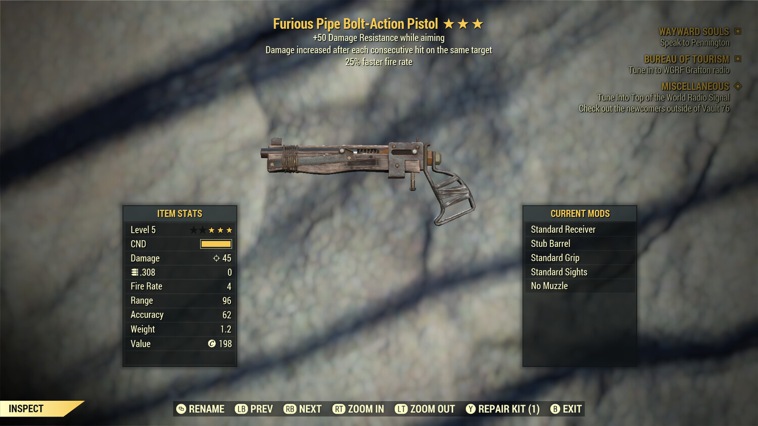 Furious Pipe Pistol Lvl 5