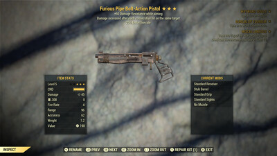 Furious Pipe Pistol Lvl 5