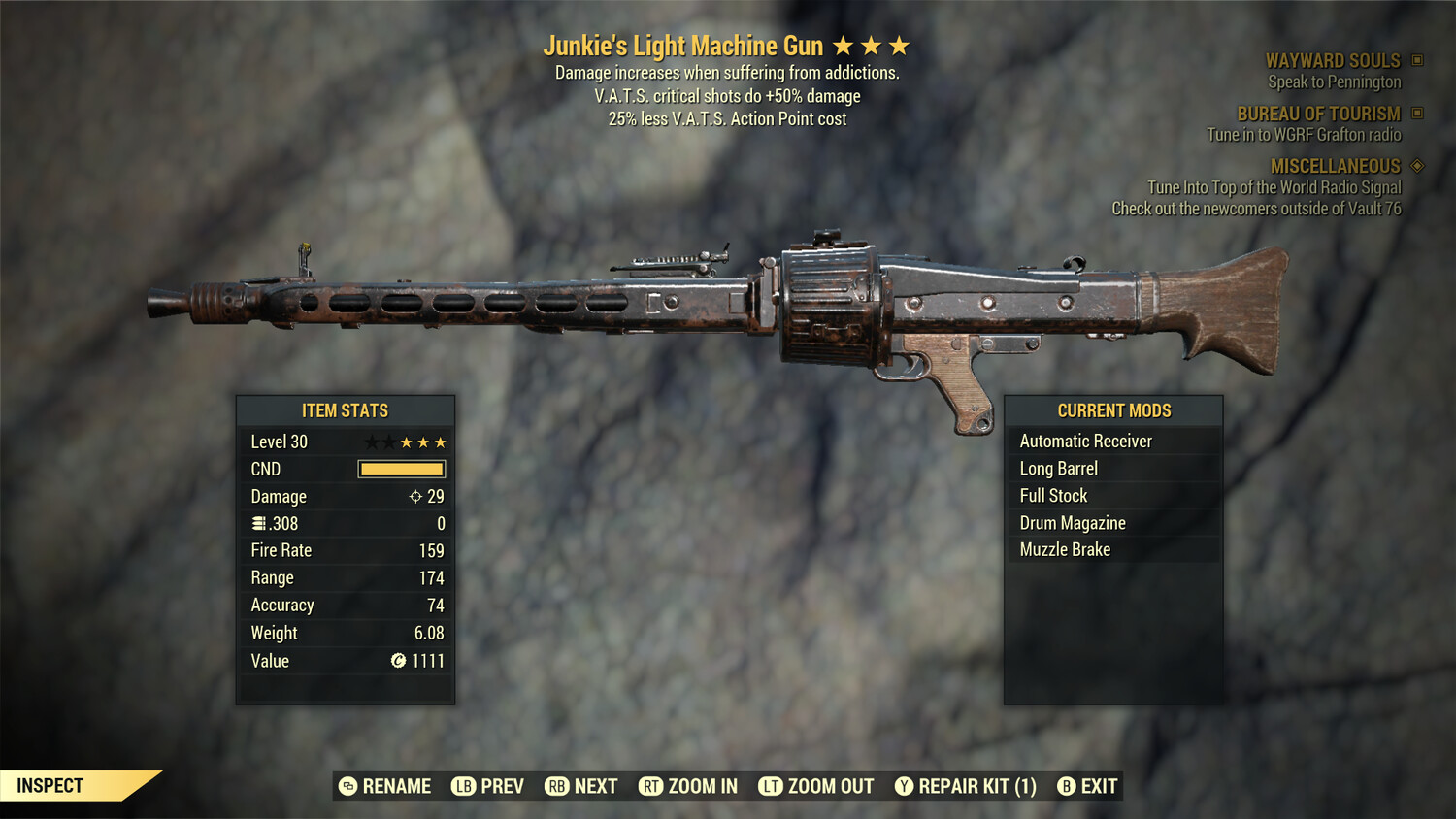 Junkies 50/25 Light Machine Gun Lvl 30