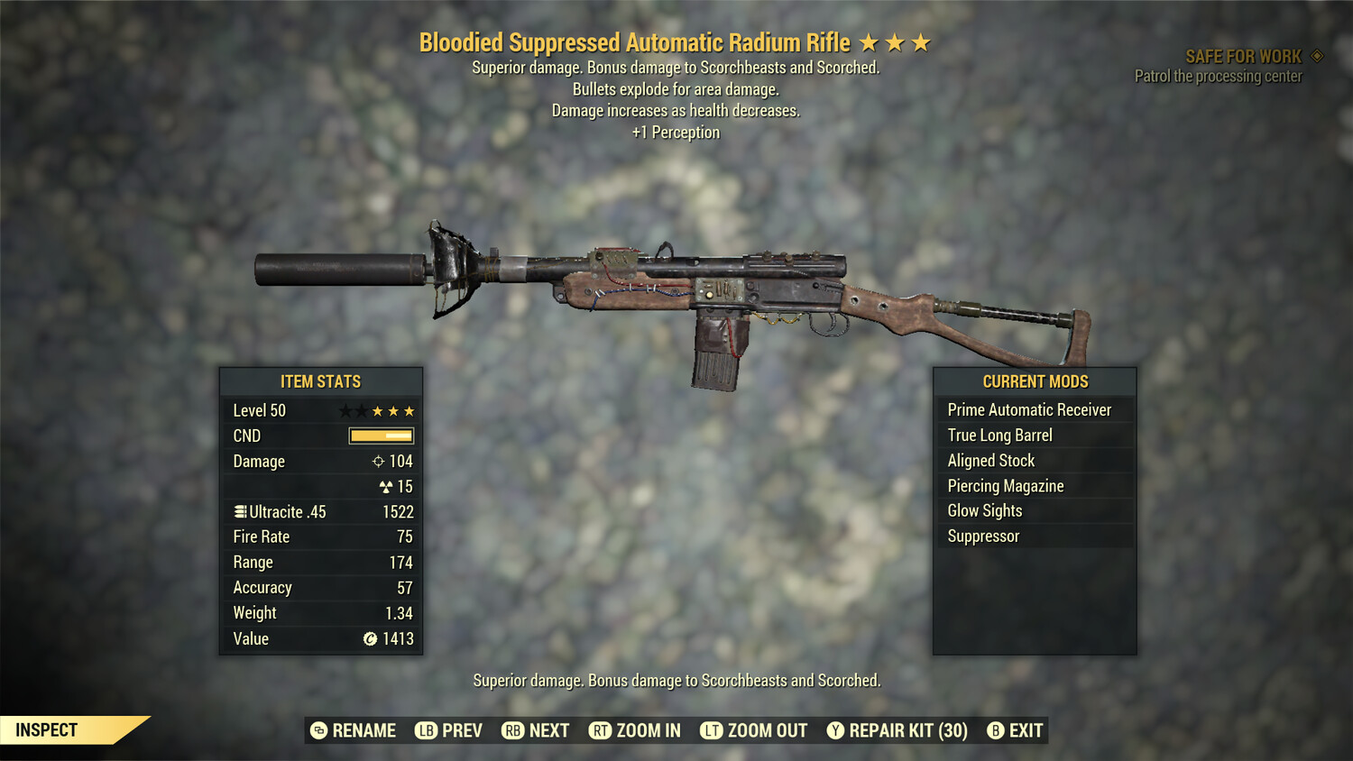 LEGACY Bloodied Explosive 1P Radium Rifle