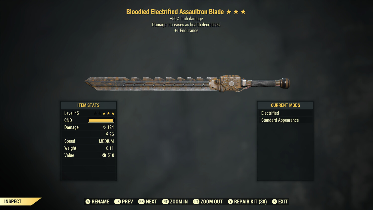 Bloodied 50/1E Assaultron Blade