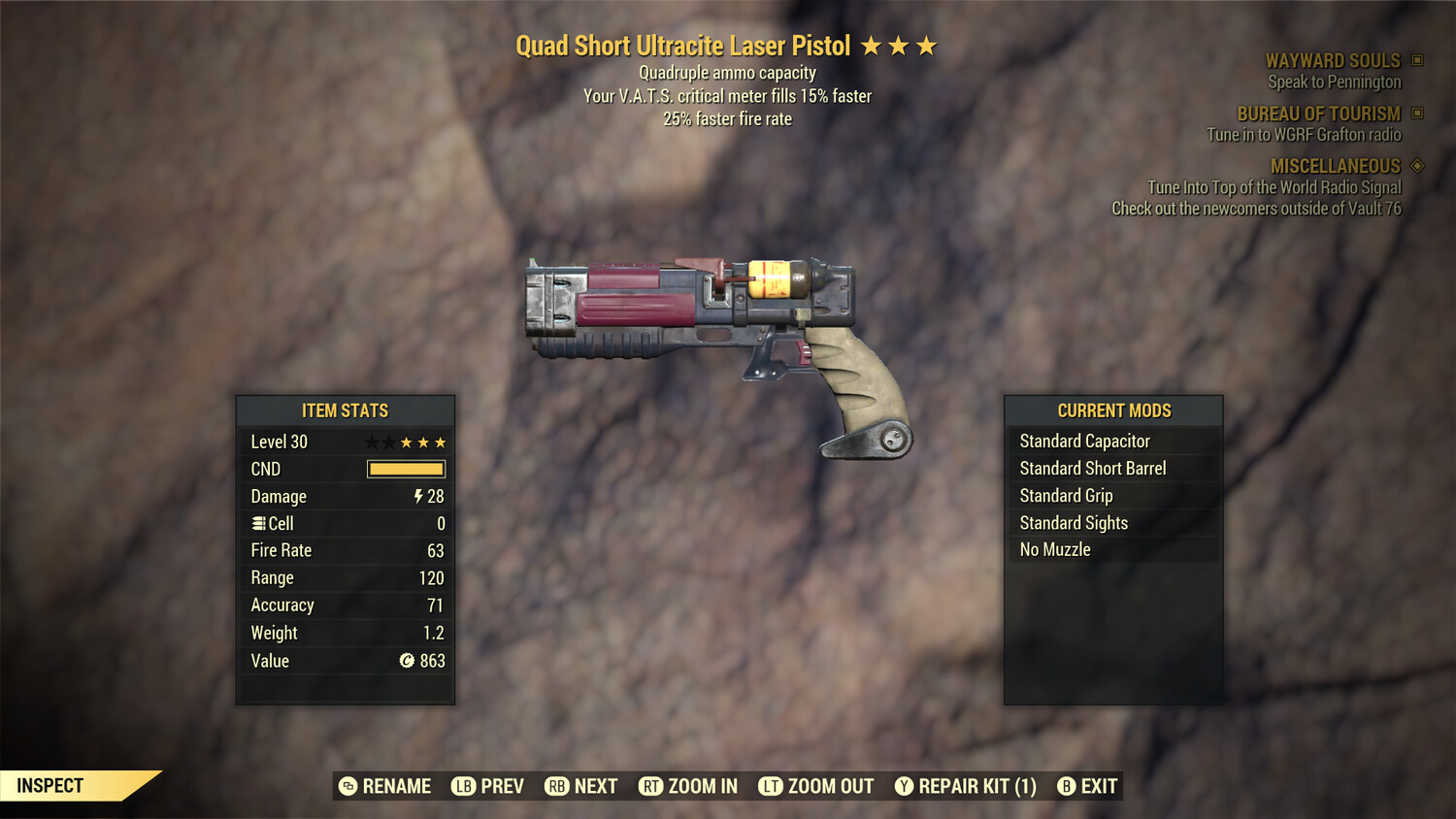 Quad 25/15 Laser Pistol Lvl 30