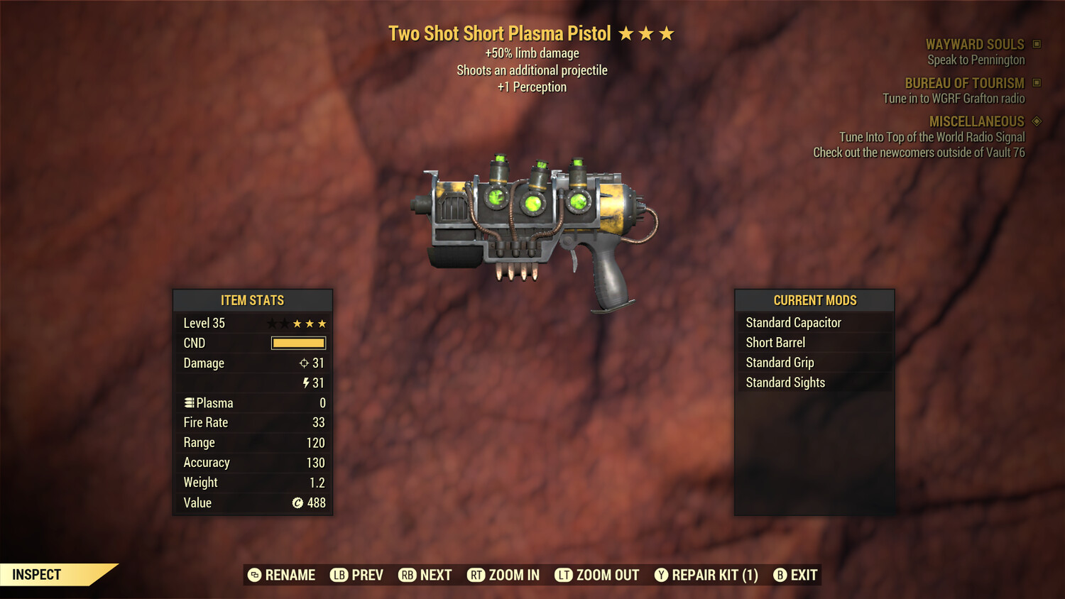 Two Shot Plasma Pistol Lvl 35