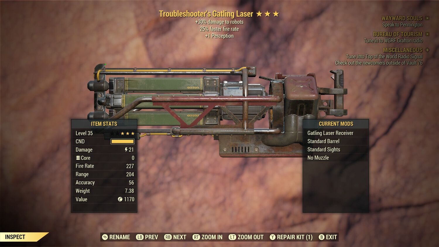 Troubleshooters Gatling Laser Lvl 35