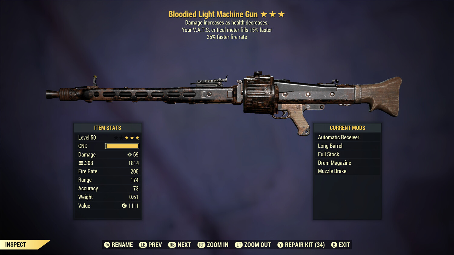 Bloodied 25/15c Light Machine Gun