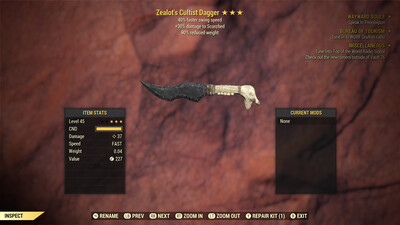 Zealots SS/90 Cultist Dagger