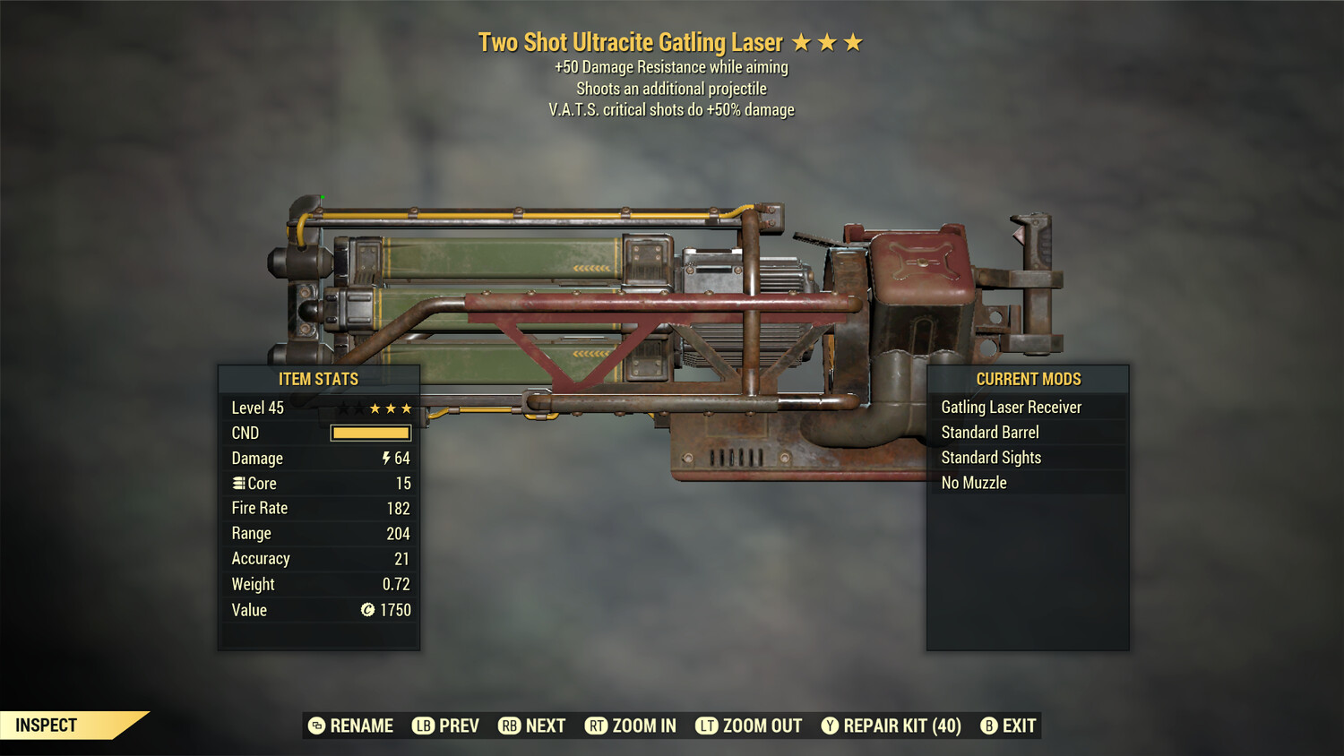 Two Shot 50/50 Gatling Laser