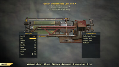 Two Shot 50/50 Gatling Laser