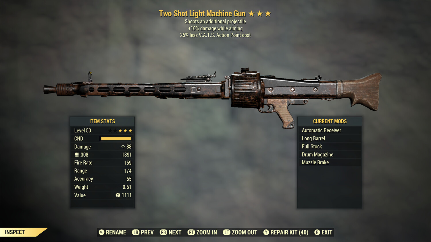 Two Shot 10/25 Light Machine Gun