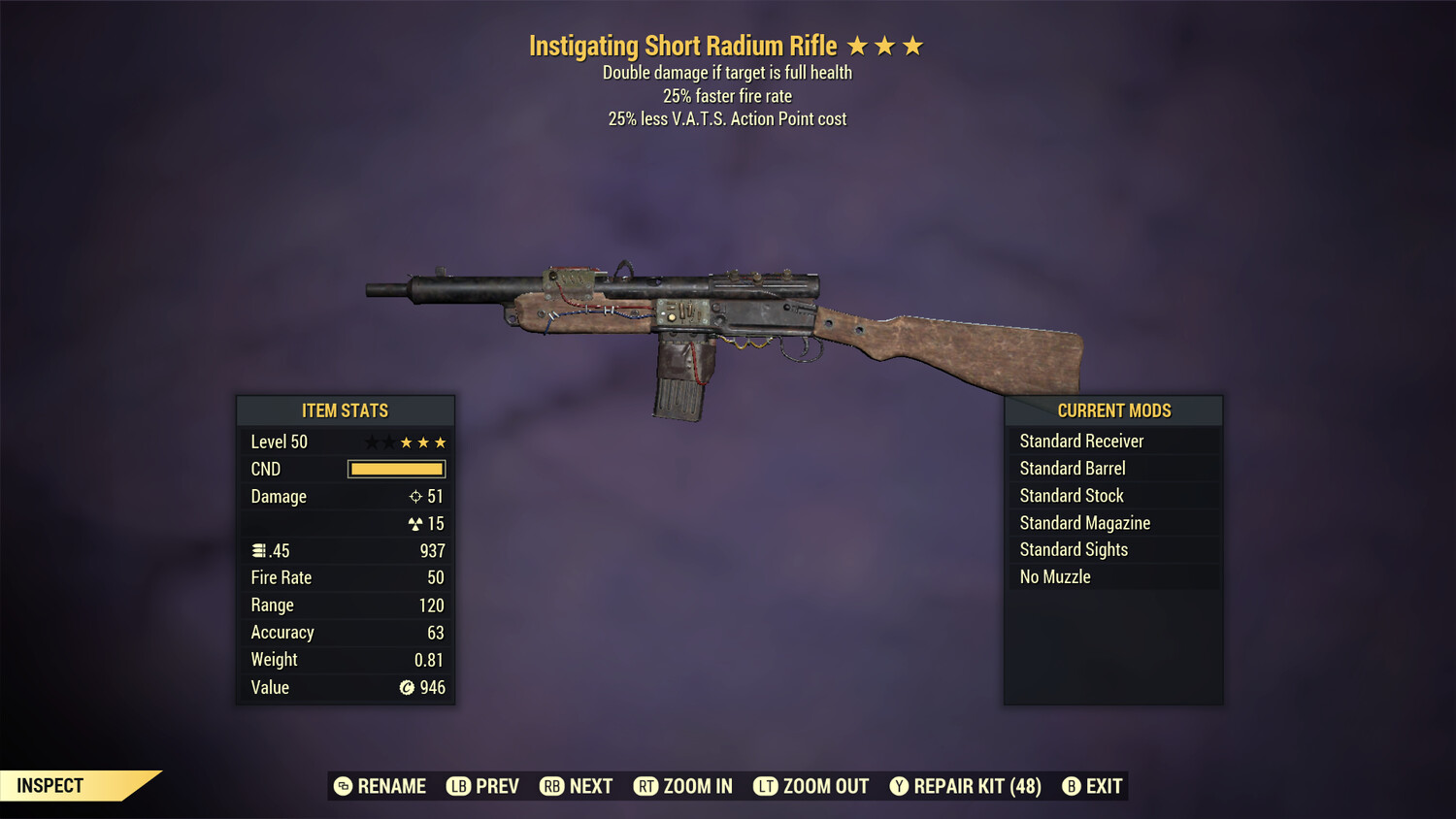 Instigating 25/25 Radium Rifle