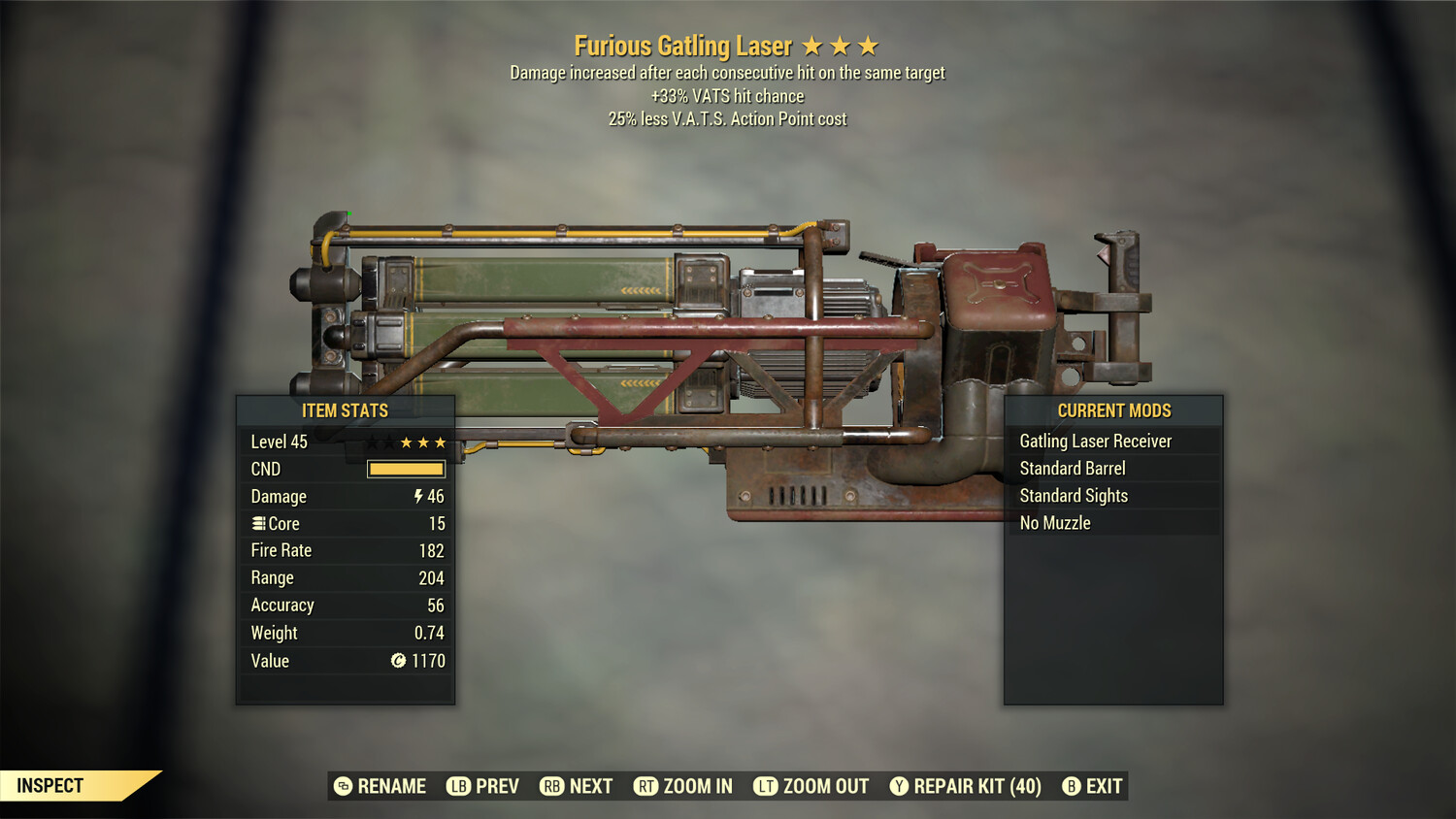 Furious 33/25 Gatling Laser