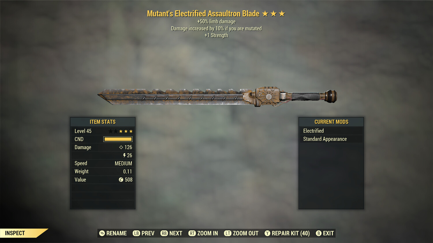 Mutants 50L/1S Assaultron Blade