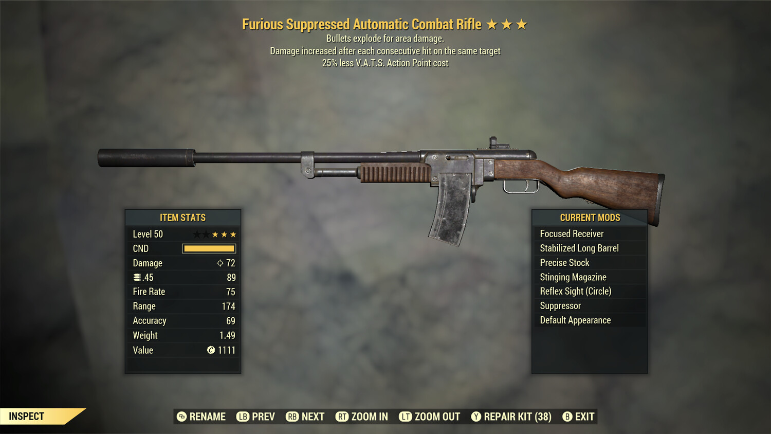 Furious Explosive 25 Combat Rifle