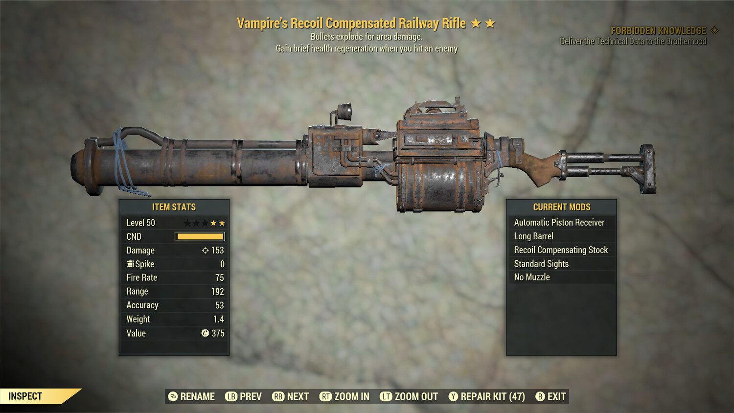 Vampire Explosive Railway Rifle