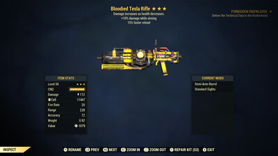 Bloodied 25A/15r Tesla Rifle
