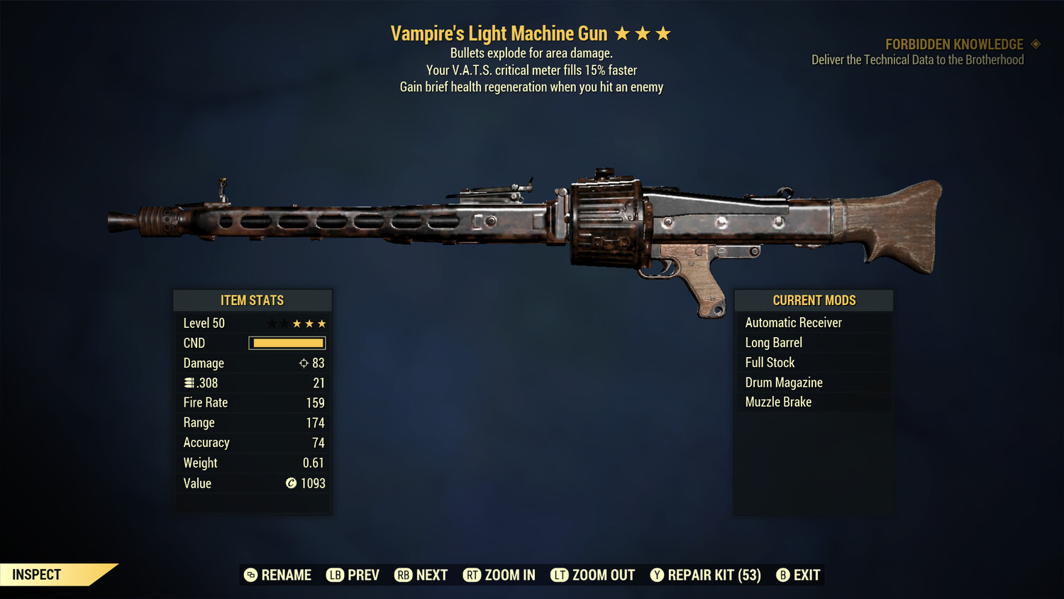 Vampire Explosive 15c Light Machine Gun