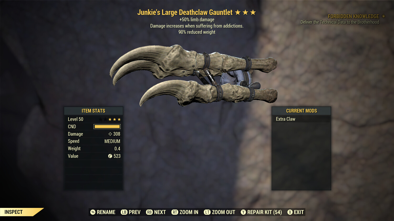Junkies 50/90 Deathclaw Gauntlet