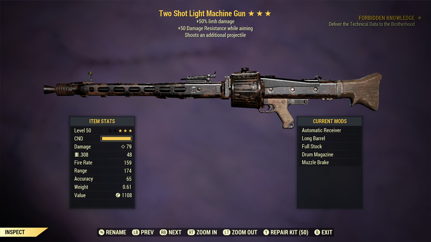 Two Shot 50/50 Light Machine Gun