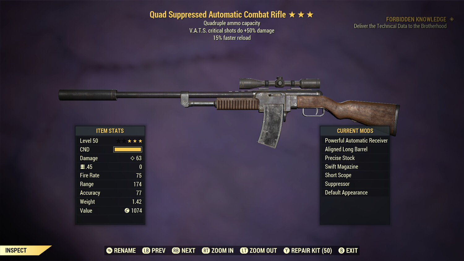Quad 50/15r Combat Rifle