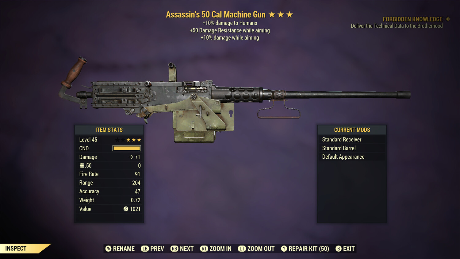 Assassins 10/50 50 Cal Machine Gun