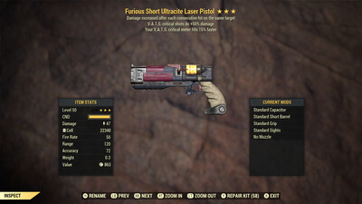 Furious 50/15 Non Ultracite Laser Pistol/Rifle