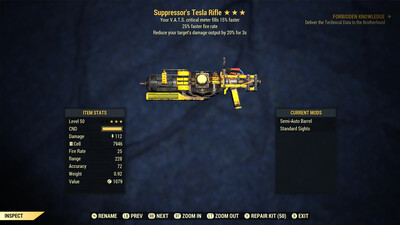 Suppressors 25/15c Tesla Rifle