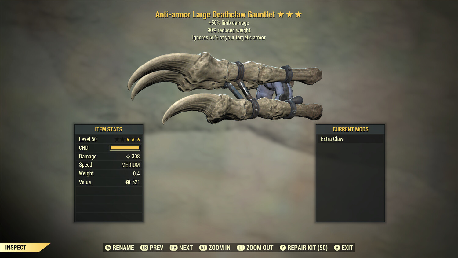 Anti Armor 50L/90 Deathclaw Gauntlet