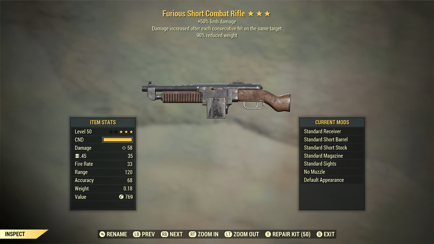 Furious 50/90 Combat Rifle