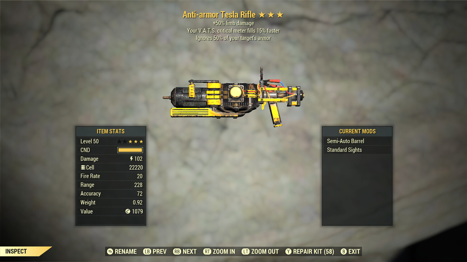 Anti Armor 50L/15c Tesla Rifle