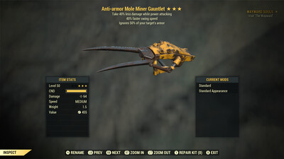 Anti Armor 40/40 Mole Miner Gauntlet