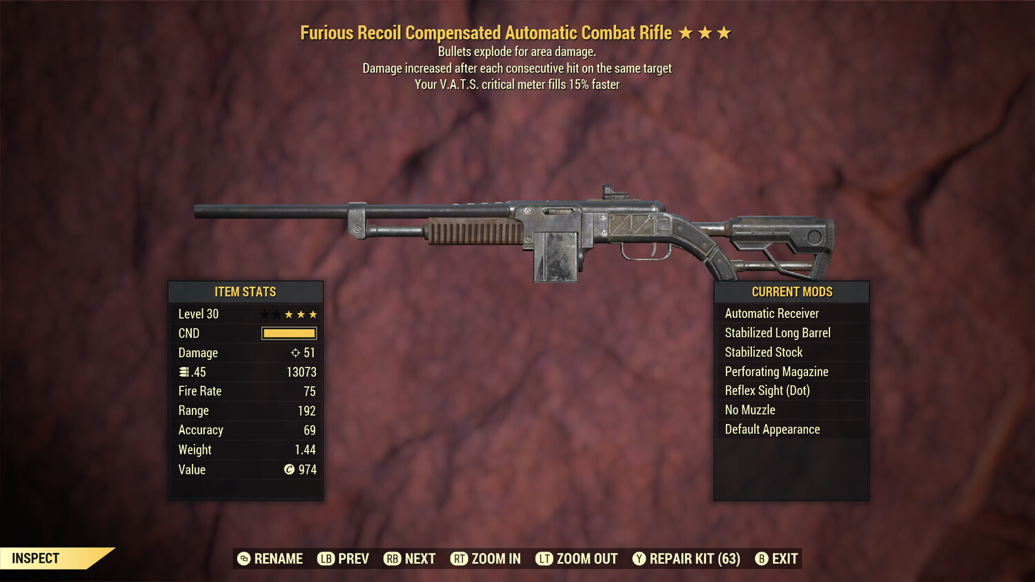 Furious Explosive 15 Combat Rifle