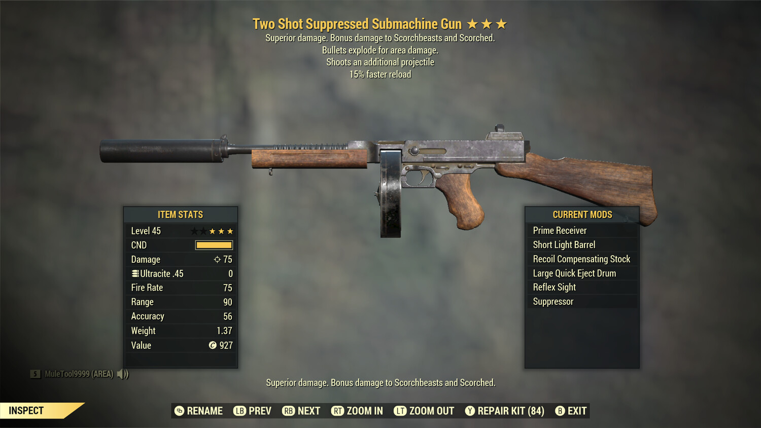 Two Shot Explosive 15 Submachine Gun