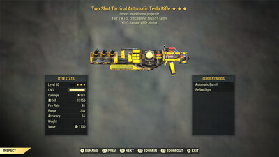 Two Shot 10/15 Tesla Rifle