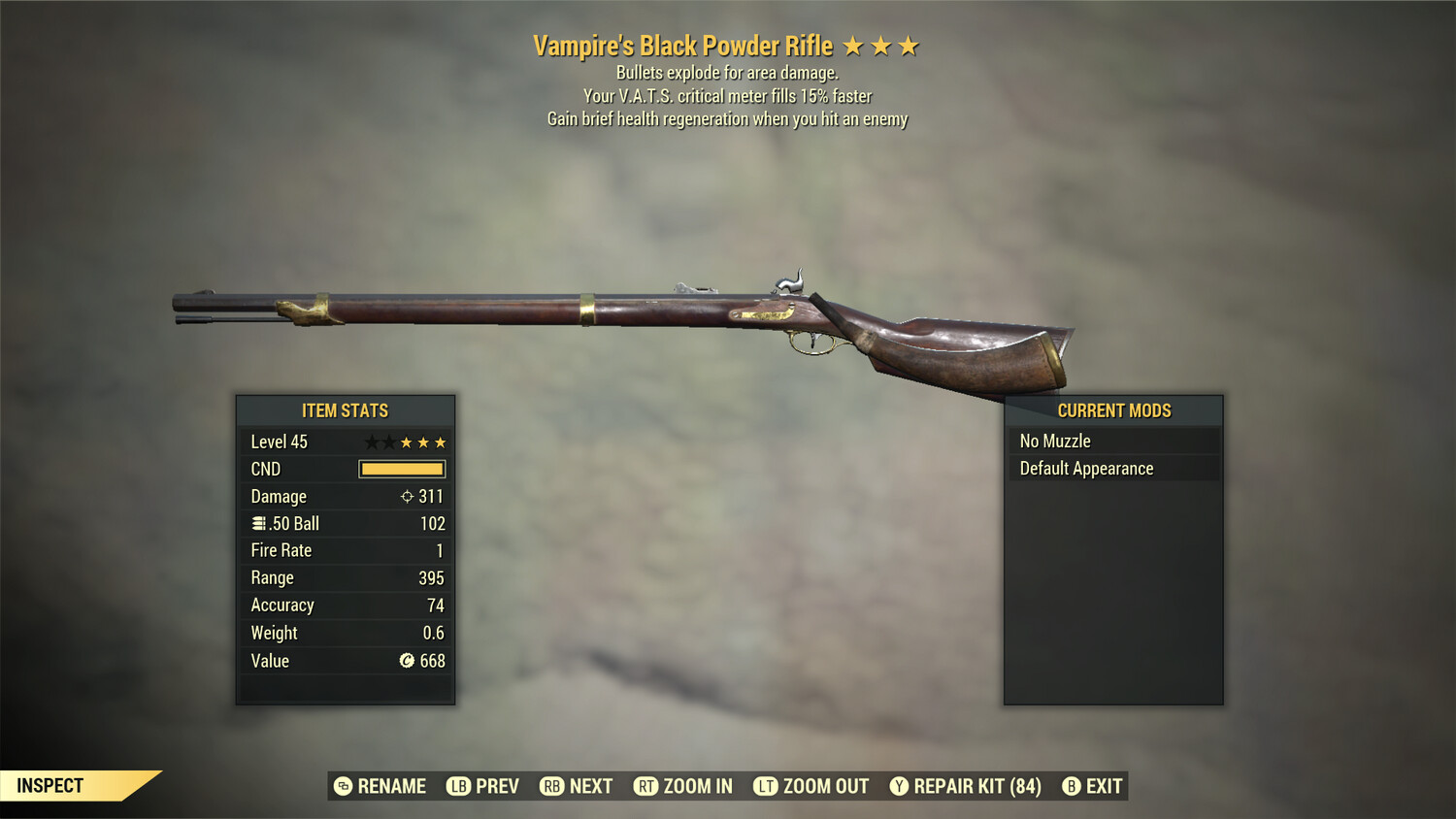 Vampire Explosive 15c Black Powder Rifle