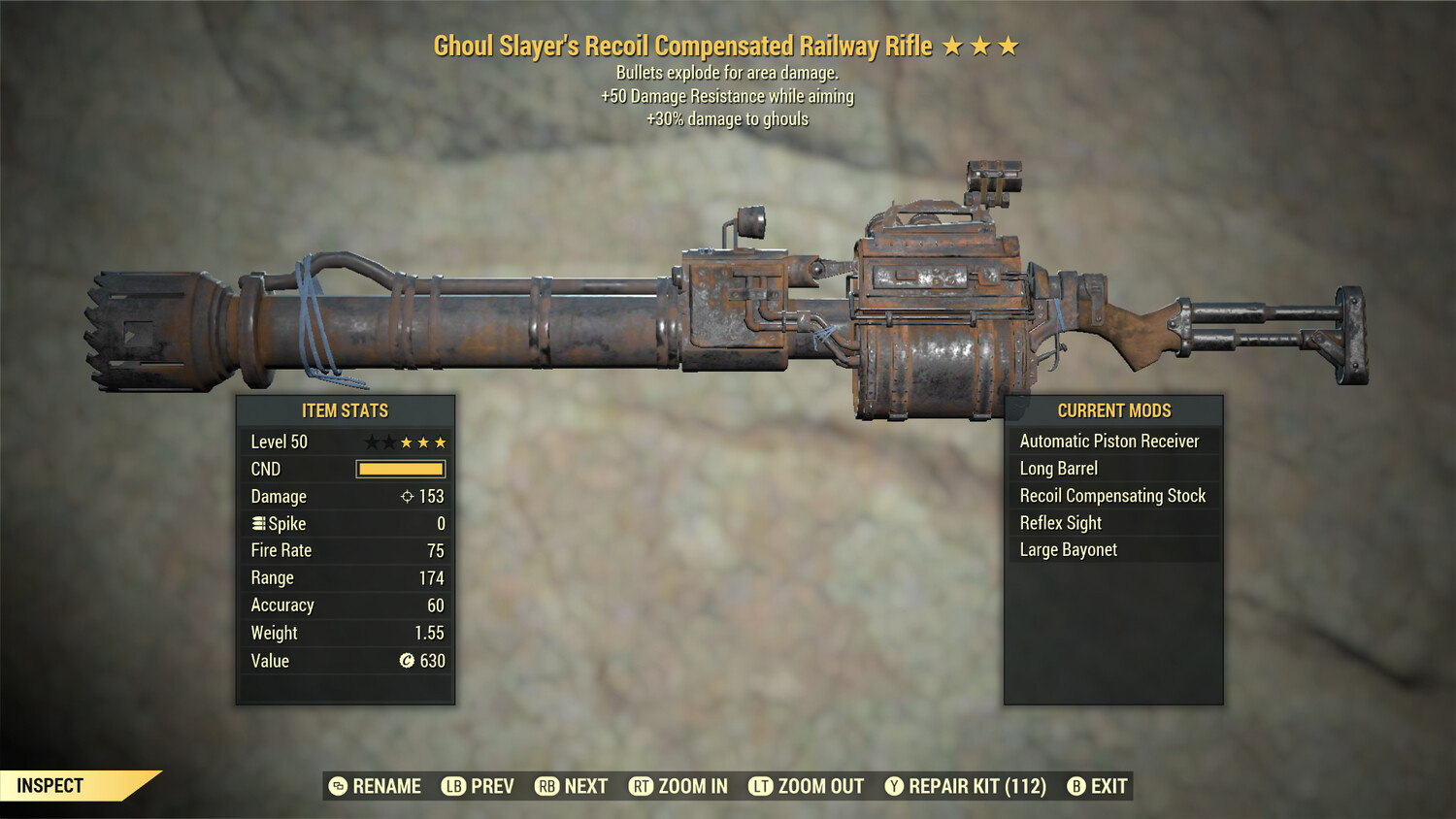 Ghoul Slayers Explosive Fms Railway Rifle