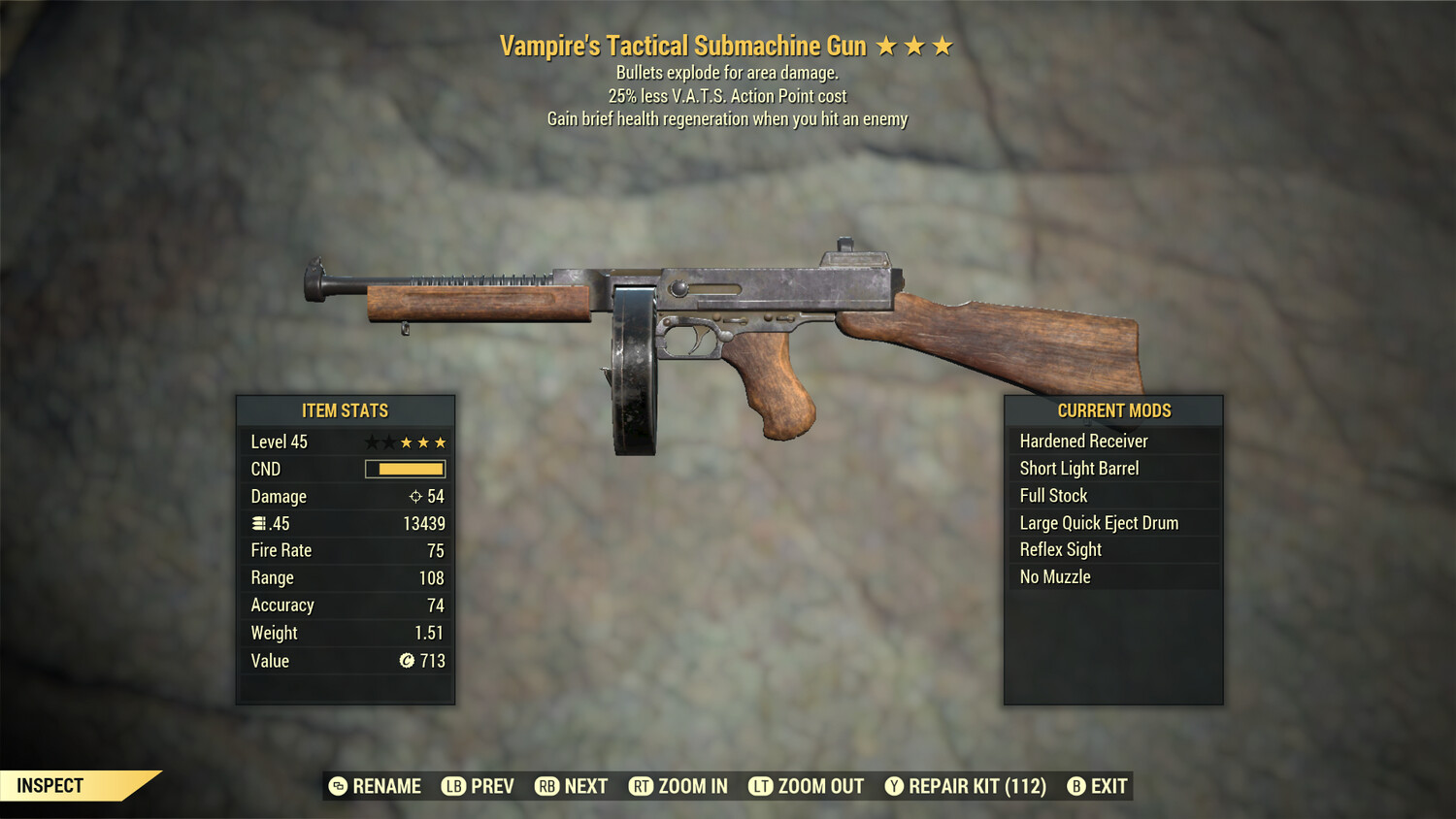 Vampire Explosive 25 Submachine Gun