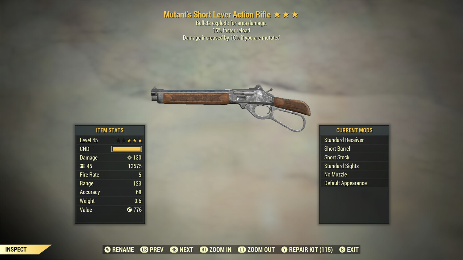 Mutant Explosive 15 Lever Action Rifle