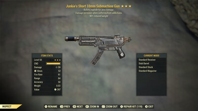 Junkie Explosive 90 10mm Submachine Gun