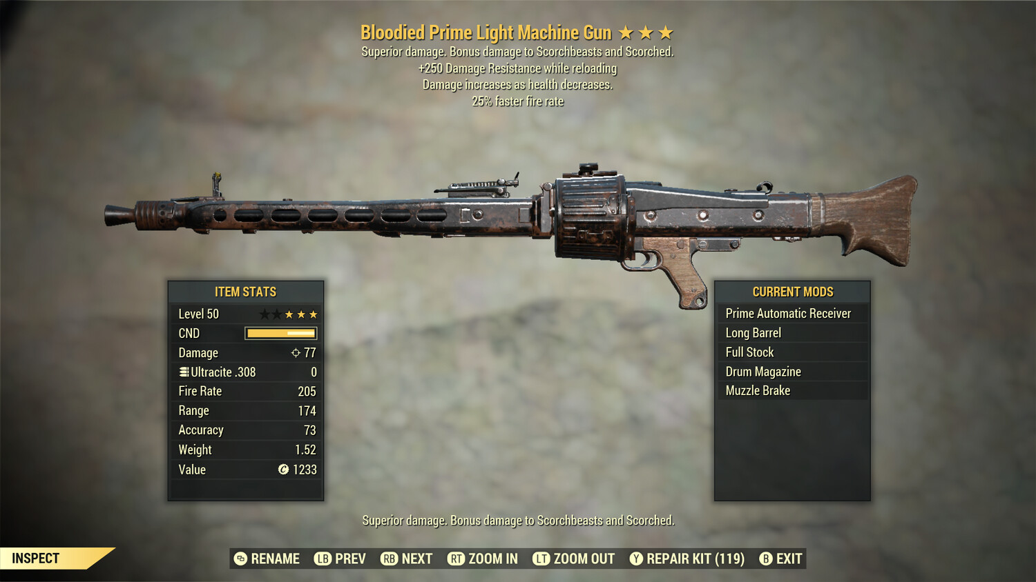 Bloodied 25/250 Light Machine Gun