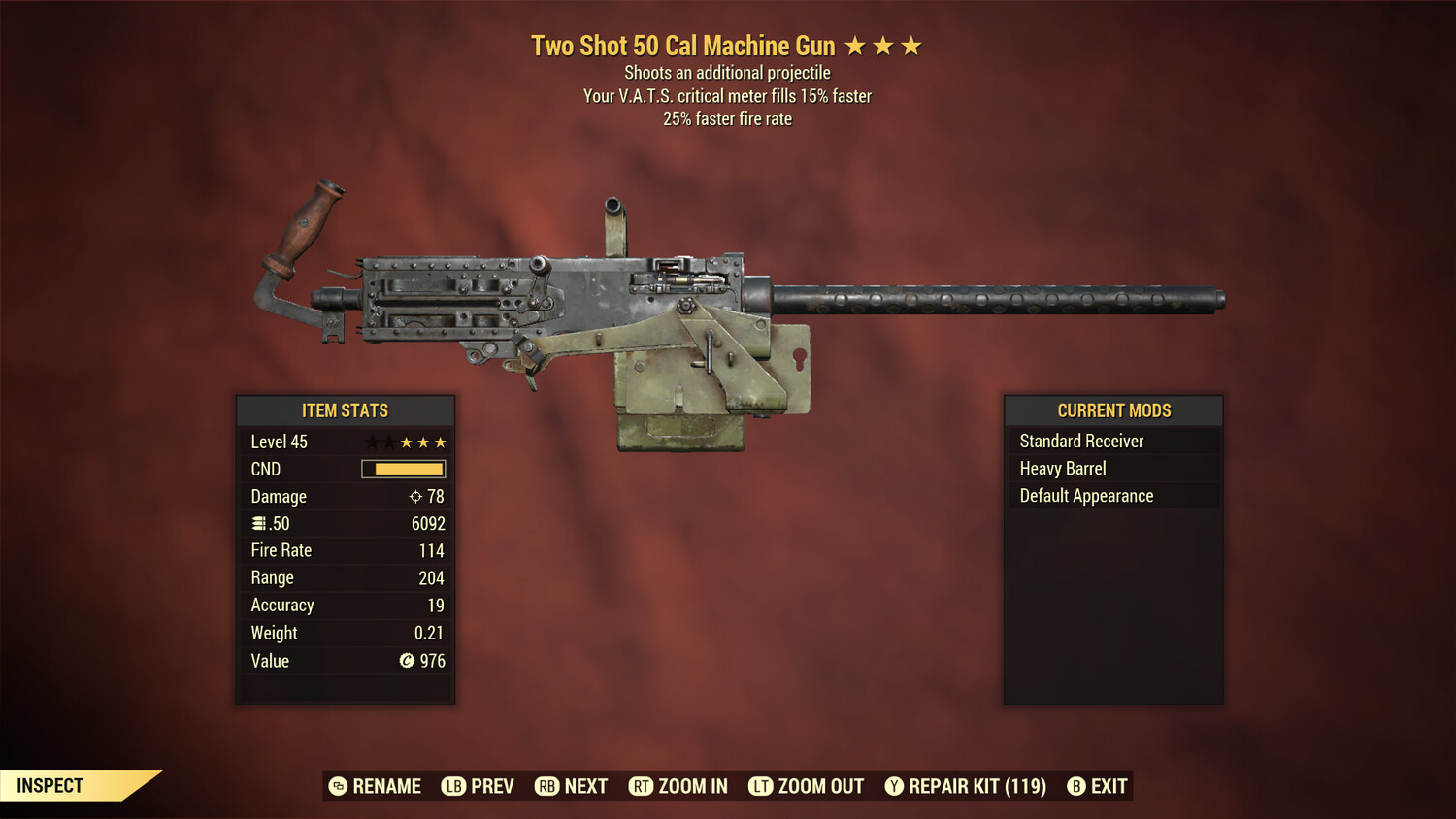 Two Shot 25/15 50-Cal Machine Gun