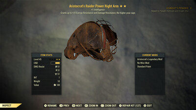 Aristocrat 1I Raider Right Arm