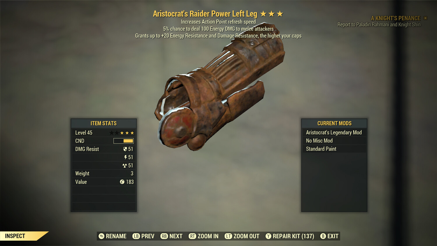 Aristocrat AP Energy Raider Left Leg