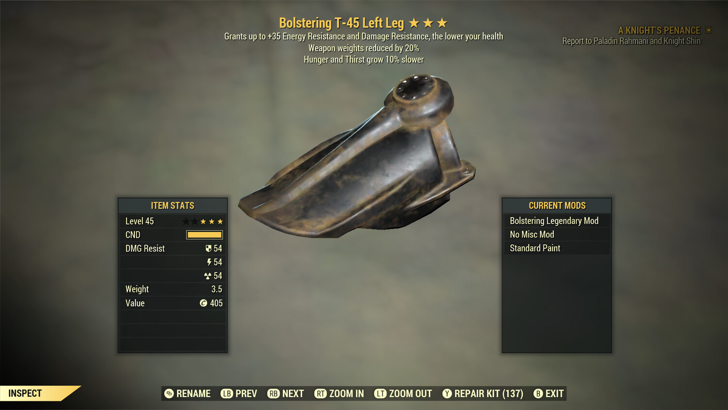 Bolstering Hunger WWR T45 Left Leg