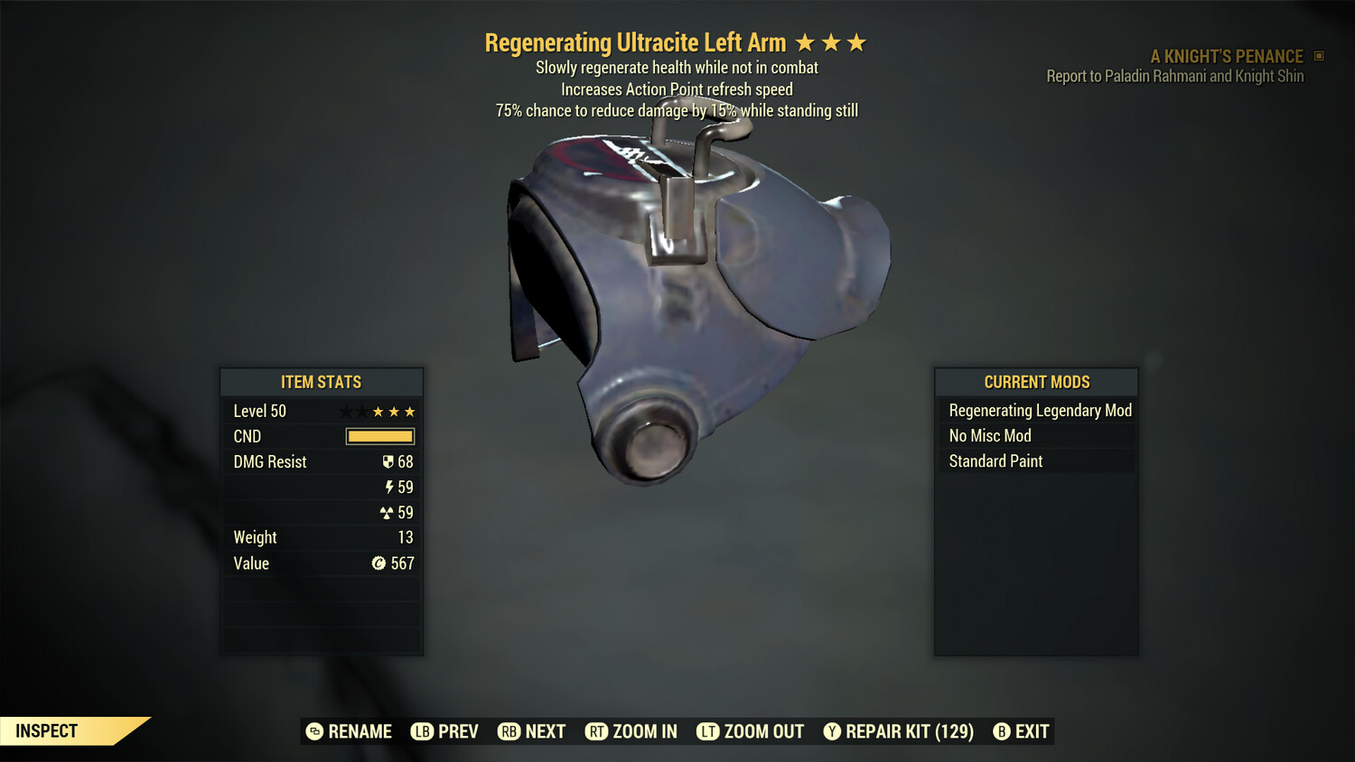 Regenerating AP Sentinel Ultracite Left Arm