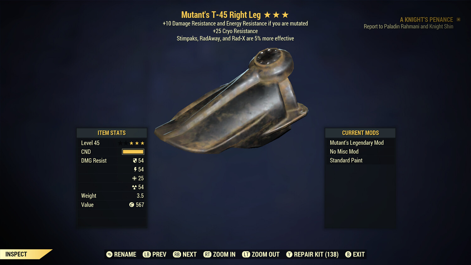 Mutant Cryo Stim T45 Right Leg