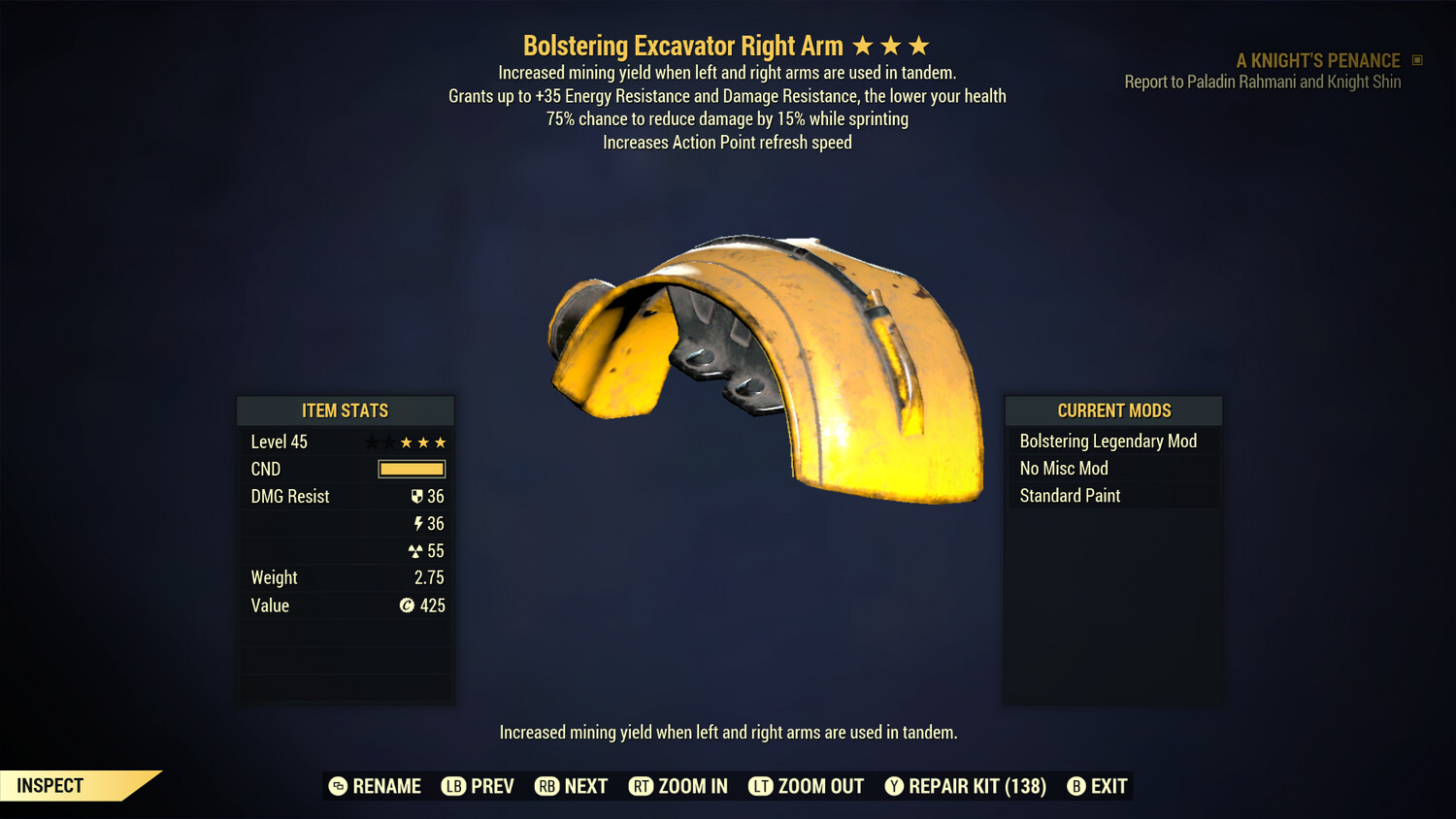 Bolstering AP Cavalier Excavator Right Arm