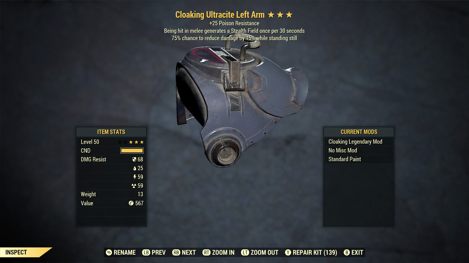 Cloaking PR Sentinel Ultracite Left Arm