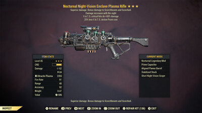 Nocturnal 50/25 Enclave Plasma Rifle (Flame Barrel) 